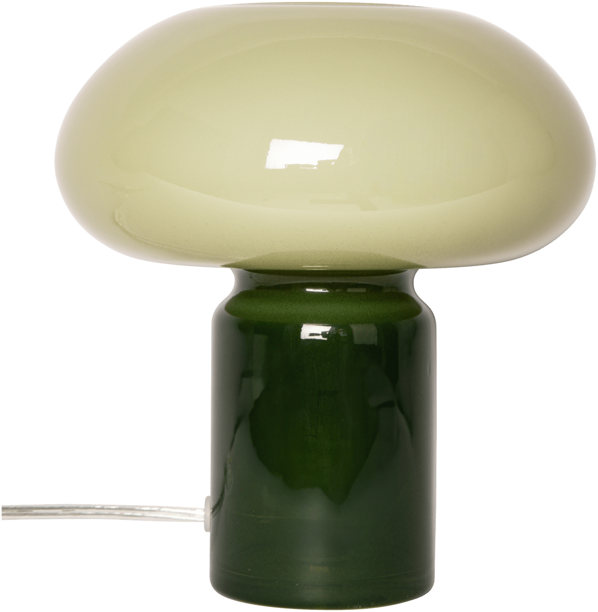 Glas 23cm Grün tischlampe Von Eja - Eine dekorative Tischleuchte aus Glas mit weichen Formen und stilvollem Design.