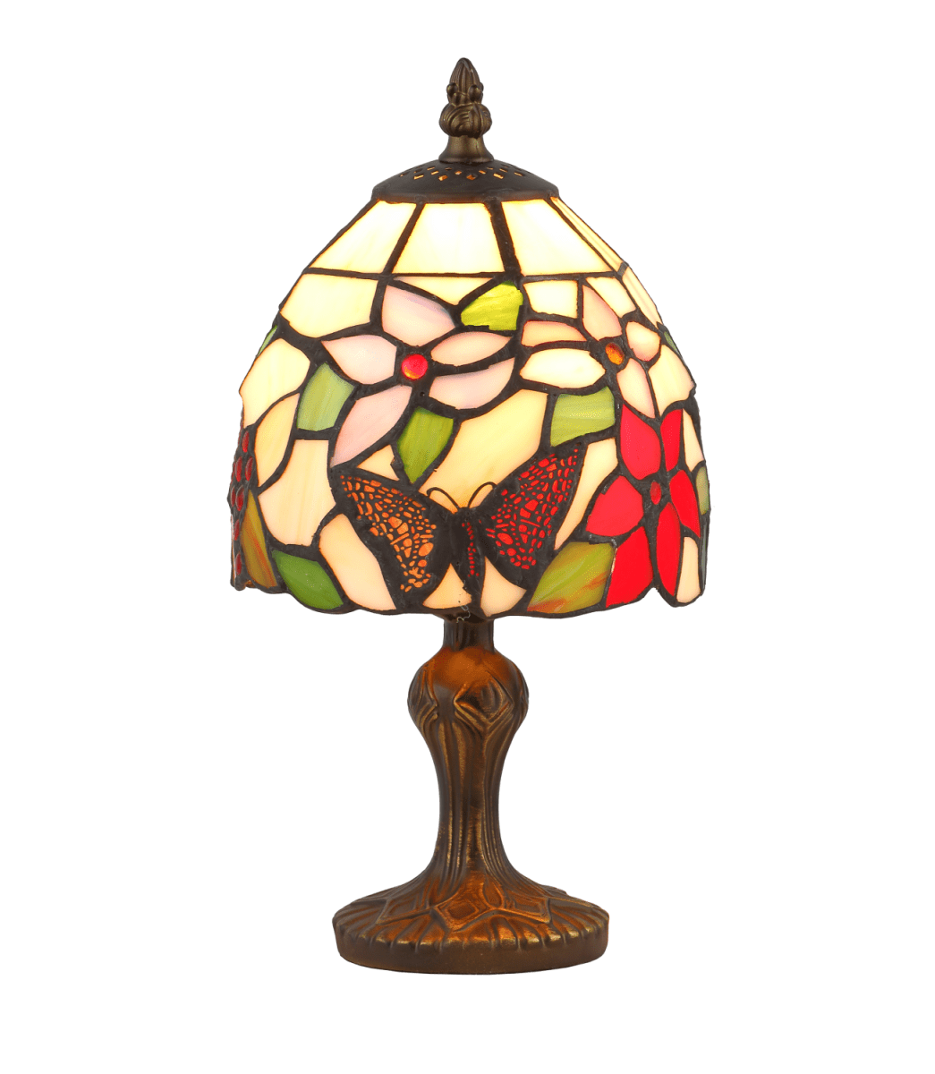 Bali 32cm Mehrfarbig Von Norrsken Design - Bali ist eine klassische Tiffany-Lampe mit einem wunderschönen Design mit einer Feder, Früchten und Blumen in verschiedenen Farben.