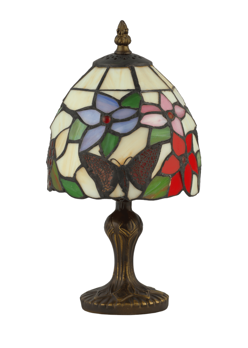 Bali 32cm Mehrfarbig Von Norrsken Design - Bali ist eine klassische Tiffany-Lampe mit einem wunderschönen Design mit einer Feder, Früchten und Blumen in verschiedenen Farben.