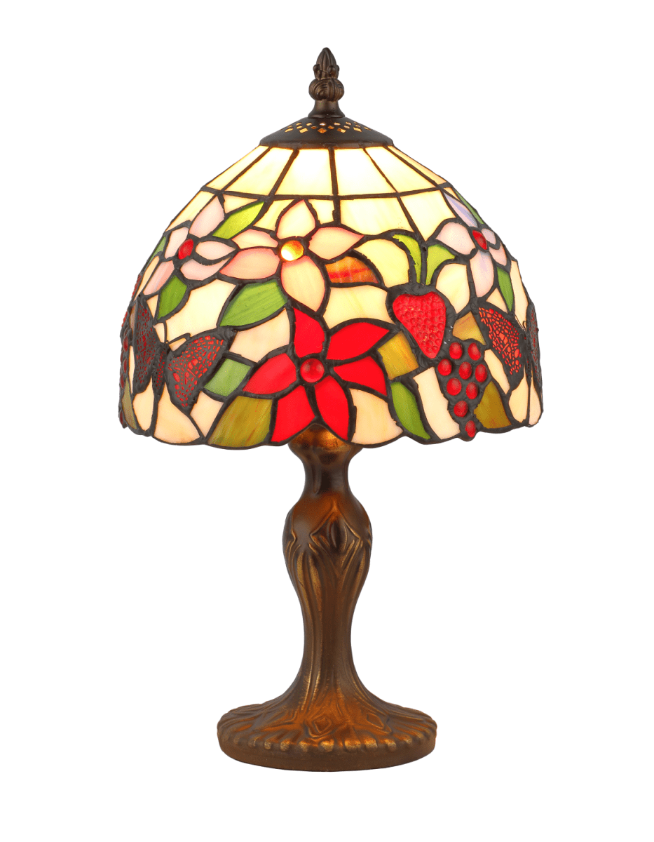 Bali 34cm Mehrfarbig Von Norrsken Design - Bali ist eine klassische Tiffany-Lampe mit einem wunderschönen Design mit Schmetterlingen, Früchten und Blumen in verschiedenen Farben.