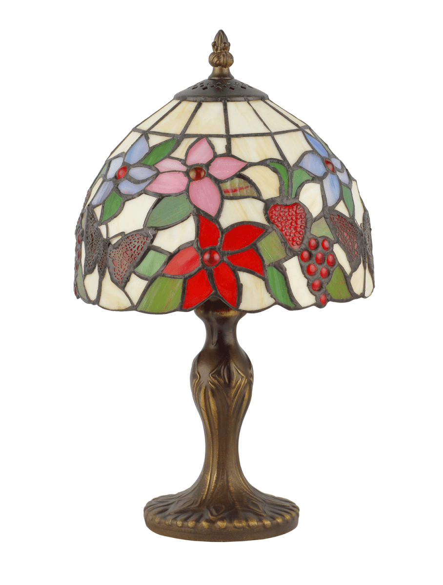 Bali 34cm Mehrfarbig Von Norrsken Design - Bali ist eine klassische Tiffany-Lampe mit einem wunderschönen Design mit Schmetterlingen, Früchten und Blumen in verschiedenen Farben.