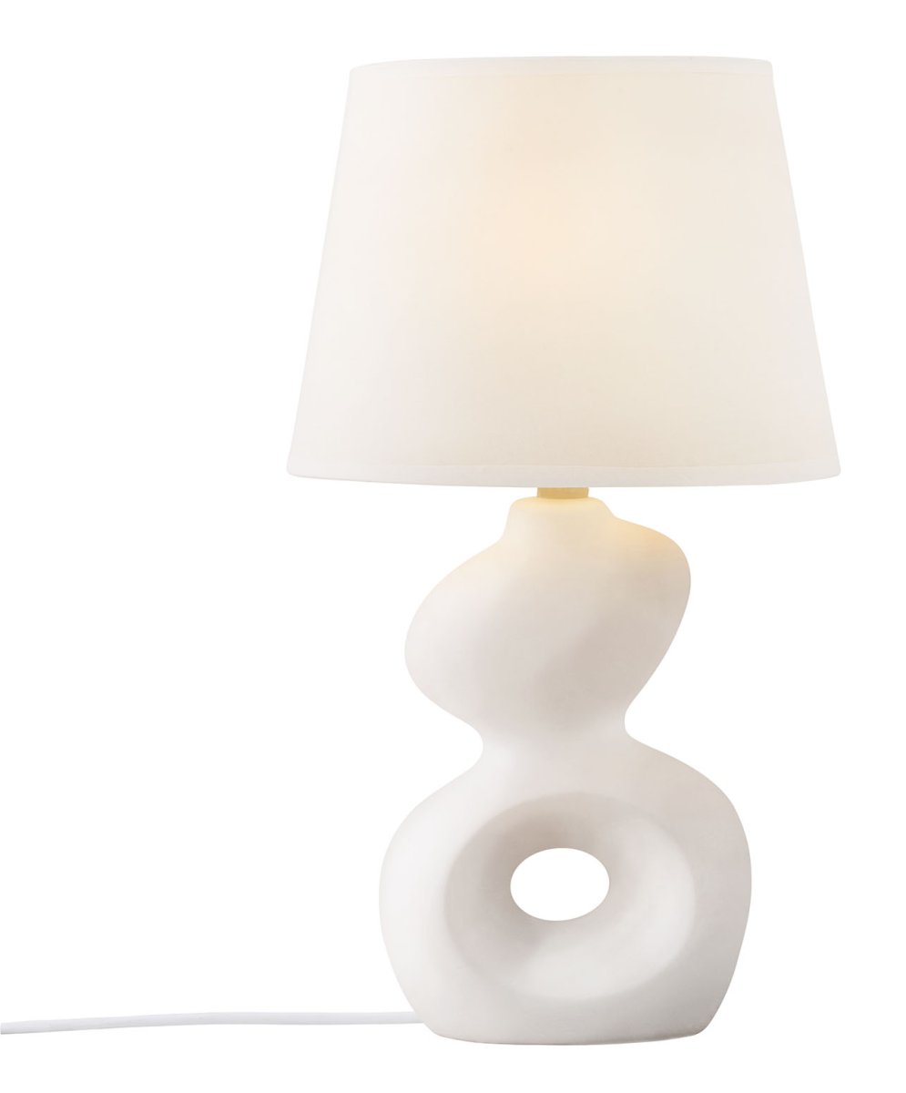 Pablo 36cm Weiß tischlampe Von Cottex - Die Tischlampe Pablo aus Keramik und Textil ist eine moderne und skulpturale Lampe, die einen stilvollen Eindruck macht.