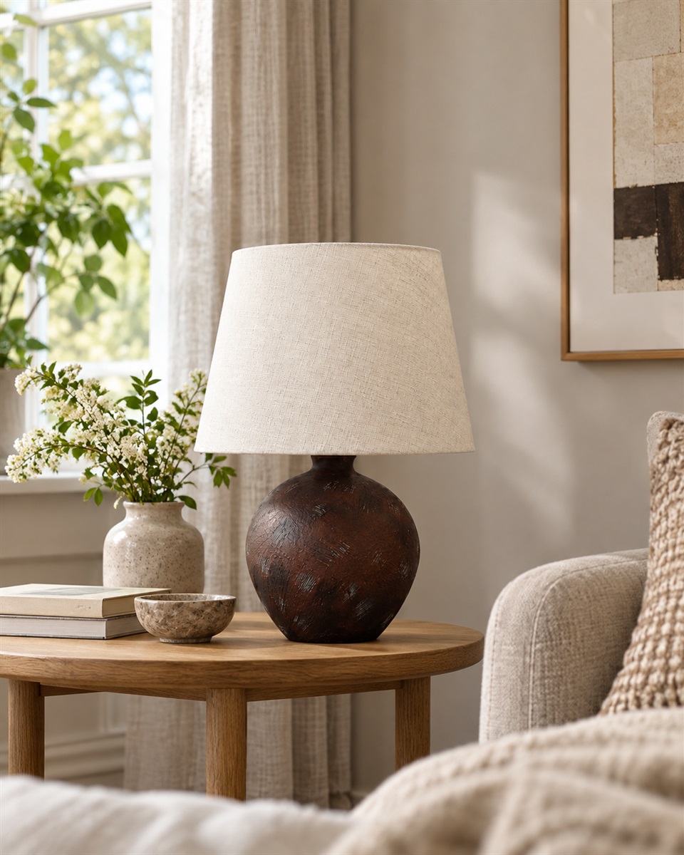 Bellmini 30cm Dunkelbraun tischlampe Von Nordic Lighting - Die klassische Form und der warme Farbton schaffen eine zeitlose und behagliche Atmosphäre.