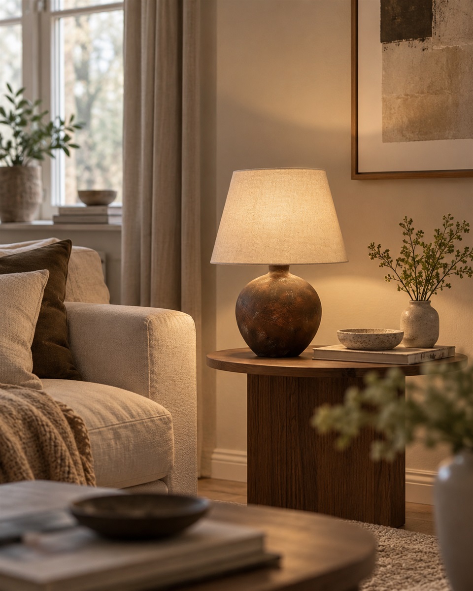 Bellmini 30cm Dunkelbraun tischlampe Von Nordic Lighting - Die klassische Form und der warme Farbton schaffen eine zeitlose und behagliche Atmosphäre.