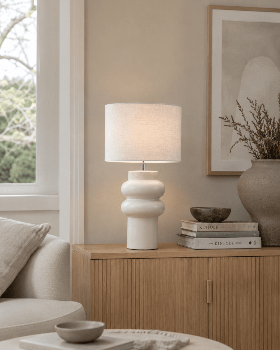Anelli 56cm Weiß tischlampe Von Nordic Lighting - Perfekt für eine warme und einladende Atmosphäre im Wohn- und Schlafzimmer.