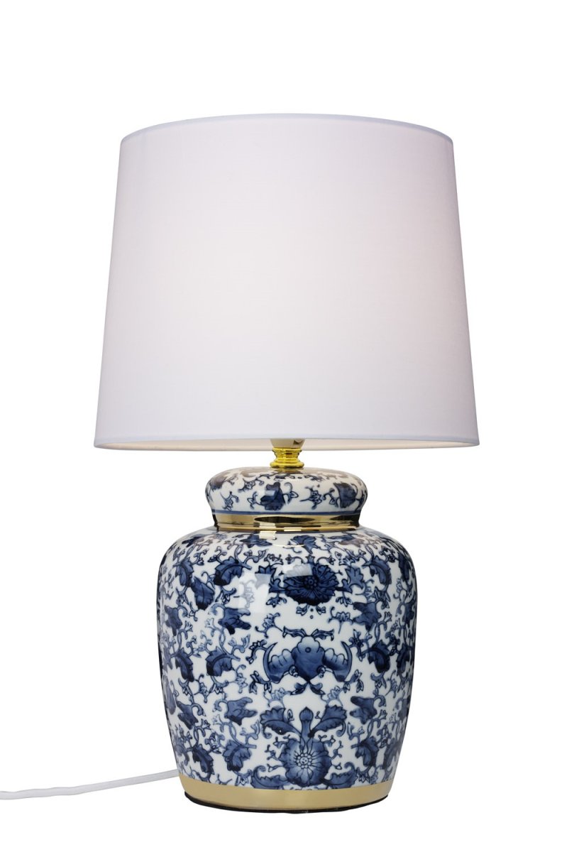 Klassisk 44cm Blau tischlampe Von Cottex - Diese klassische Tischlampe aus Keramik und Textil strahlt Eleganz und Tradition aus.
