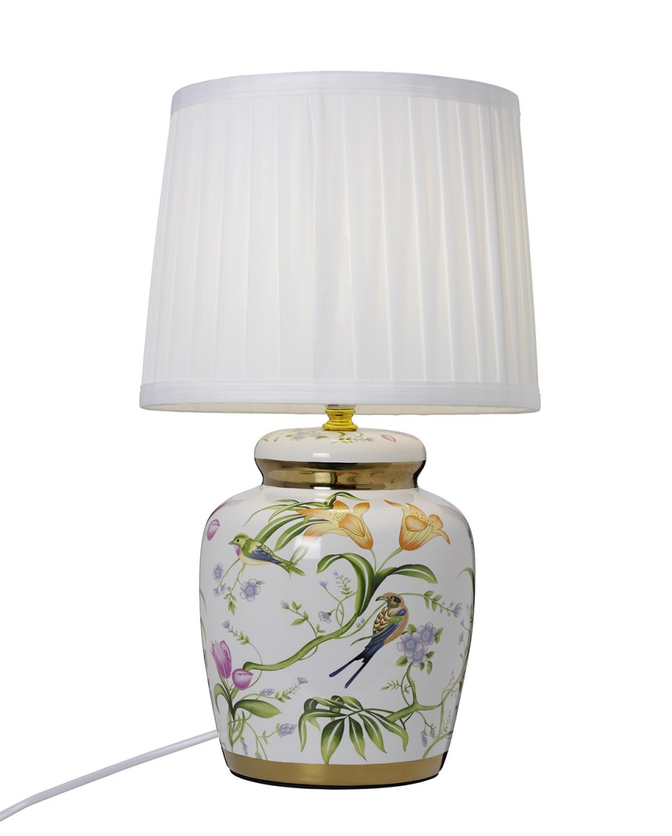 Klassisk 44cm Weiß tischlampe Von Cottex - Diese klassische Tischlampe aus Keramik und Textil strahlt Eleganz und Tradition aus.