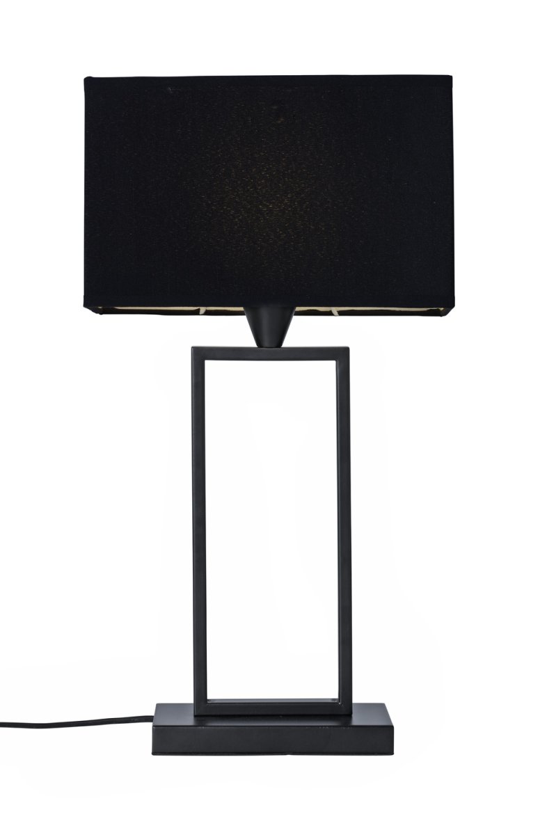 Kensington 50cm Schwarz tischlampe Von Cottex - Der stilvolle Metallrahmen sorgt für ein luftiges und modernes Ambiente, während der schwarze Textilschirm ein weiches und angenehmes Licht verbreitet.