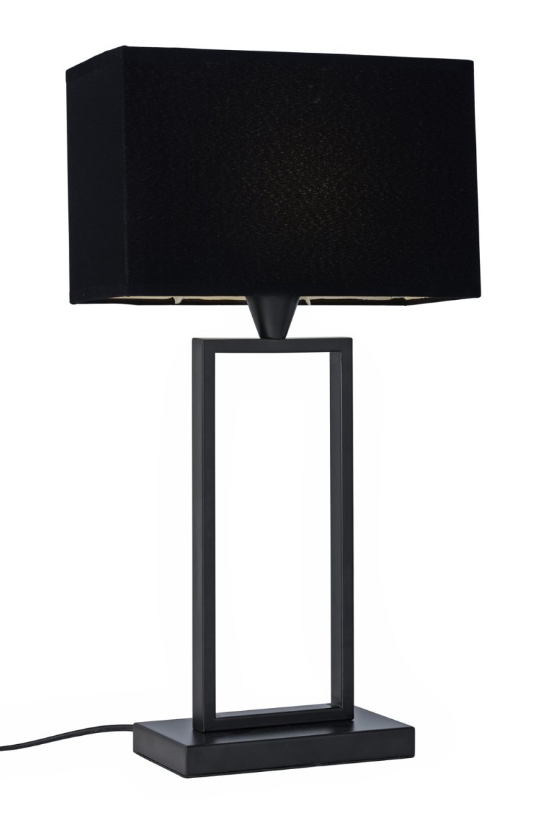 Kensington 50cm Schwarz tischlampe Von Cottex - Der stilvolle Metallrahmen sorgt für ein luftiges und modernes Ambiente, während der schwarze Textilschirm ein weiches und angenehmes Licht verbreitet.