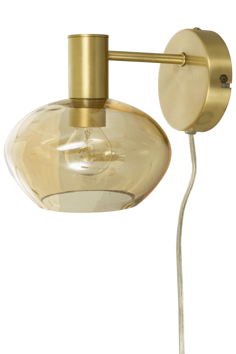 Bell Ø15 Mattes Messing wandlampe Von Aneta Lighting - Der runde Glasschirm spendet ein warmes und angenehmes Licht und schafft so eine einladende Atmosphäre im Raum.