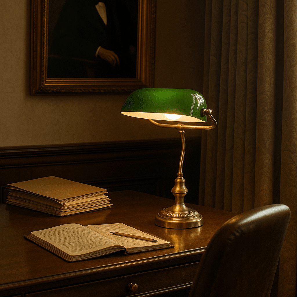 Boa 40cm Antikes Messing schreibtischlampe Von Lampan - Wird mit einem 1,5 m langen transparenten Kunststoffkabel mit Netzschalter und Stecker geliefert.