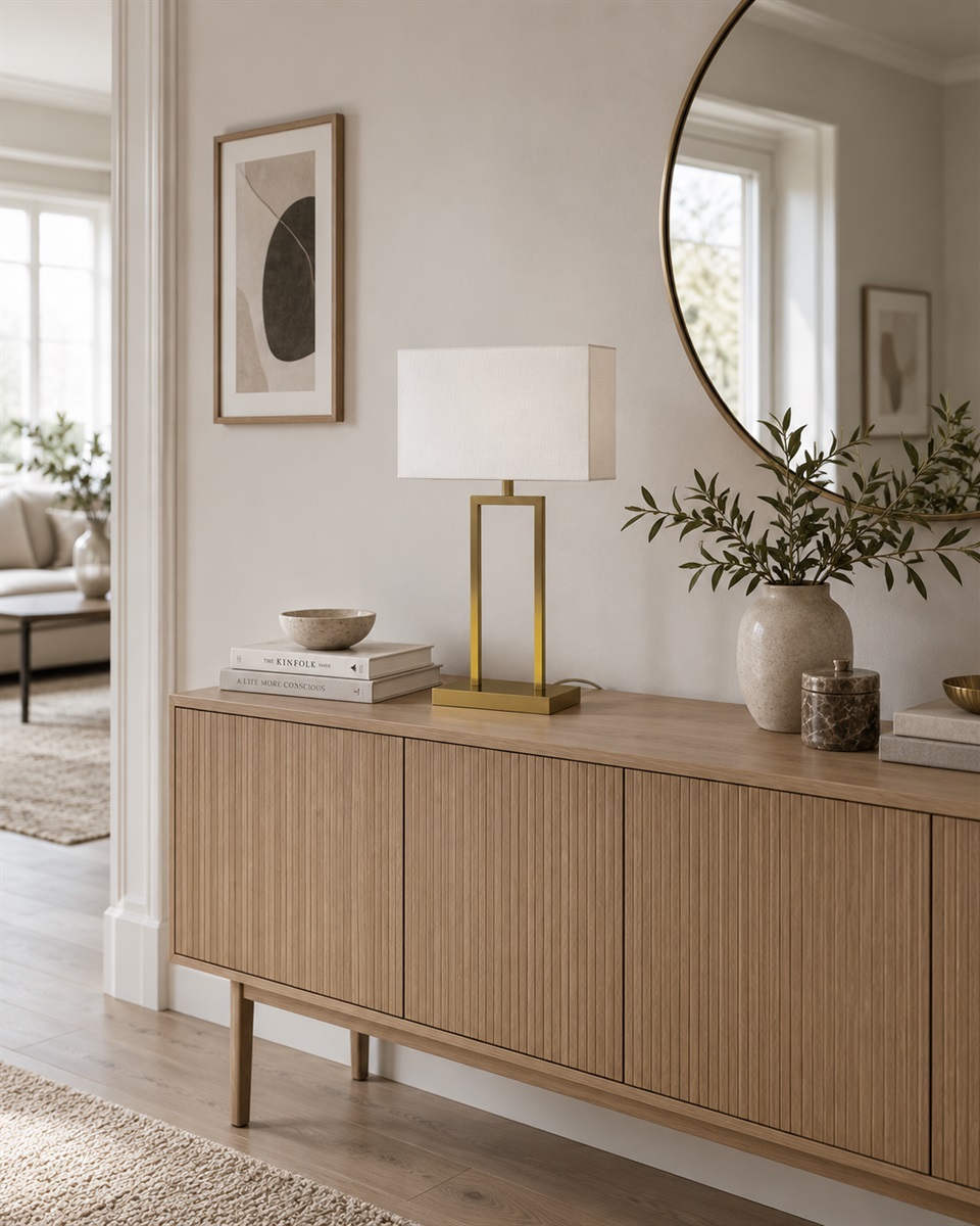 Gemma 52cm Messing tischlampe Von Nordic Lighting - Eine elegante Tischleuchte aus Metall mit stilvoller Messingoberfl&auml;che, die eine warme und exklusive Atmosph&auml;re schafft.