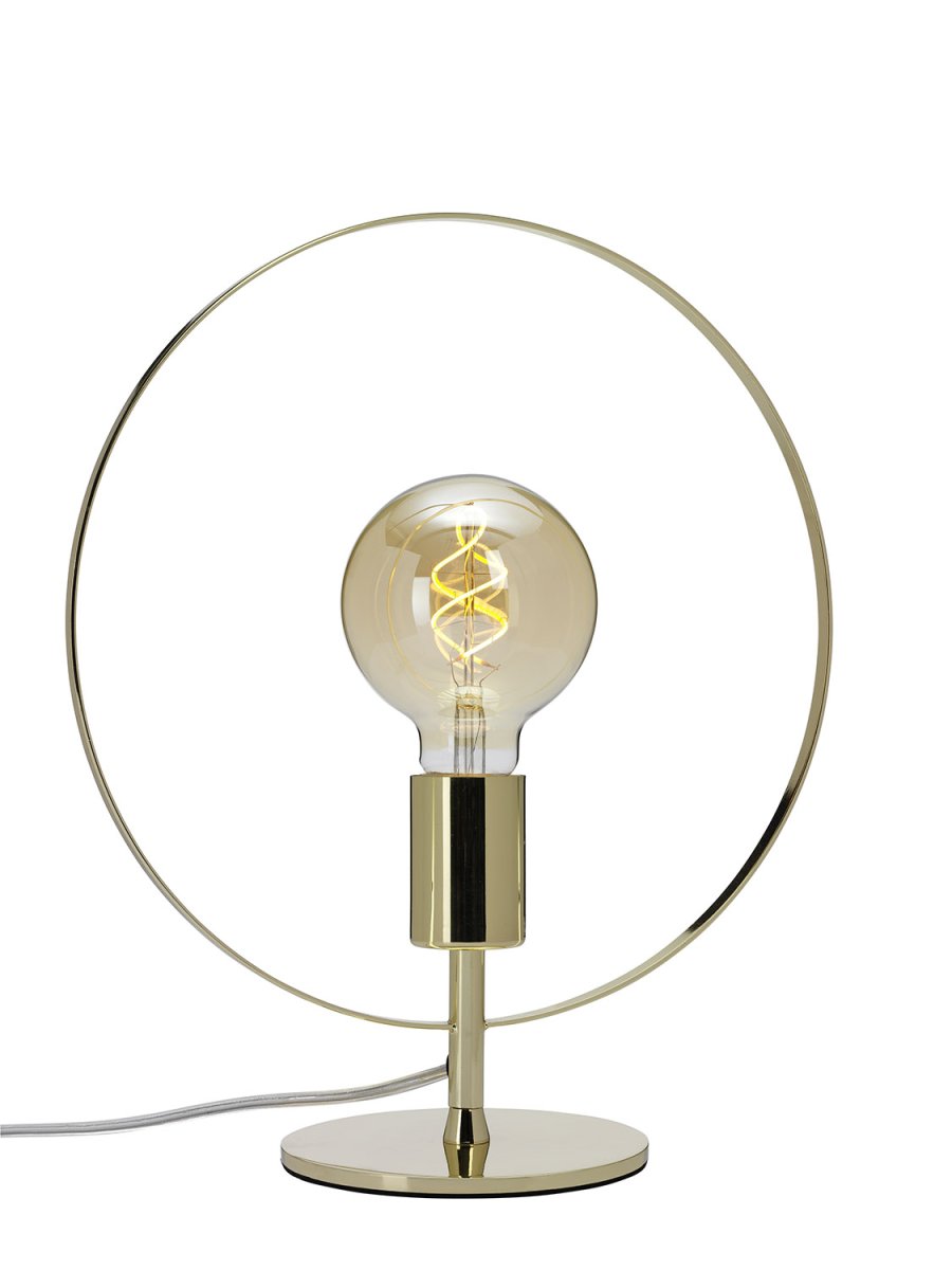 Spartan ringo 35cm Messing tischlampe Von Cottex - Die Spartan Ringo Tischlampe aus Metall ist eine moderne und minimalistische Lampe, die mit ihrem eleganten kreisf&ouml;rmigen Design die Blicke auf sich zieht.