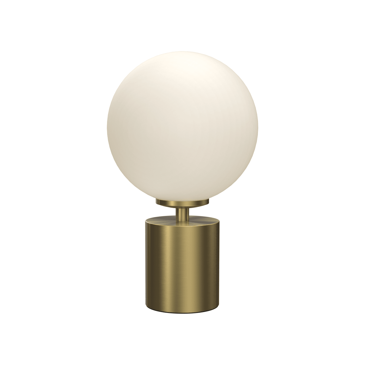 Ballon 24cm Messing tischlampe Von Herstal - Der kugelförmige Glasschirm verbreitet ein sanftes und angenehmes Licht, das eine warme und einladende Atmosphäre im Raum schafft.
