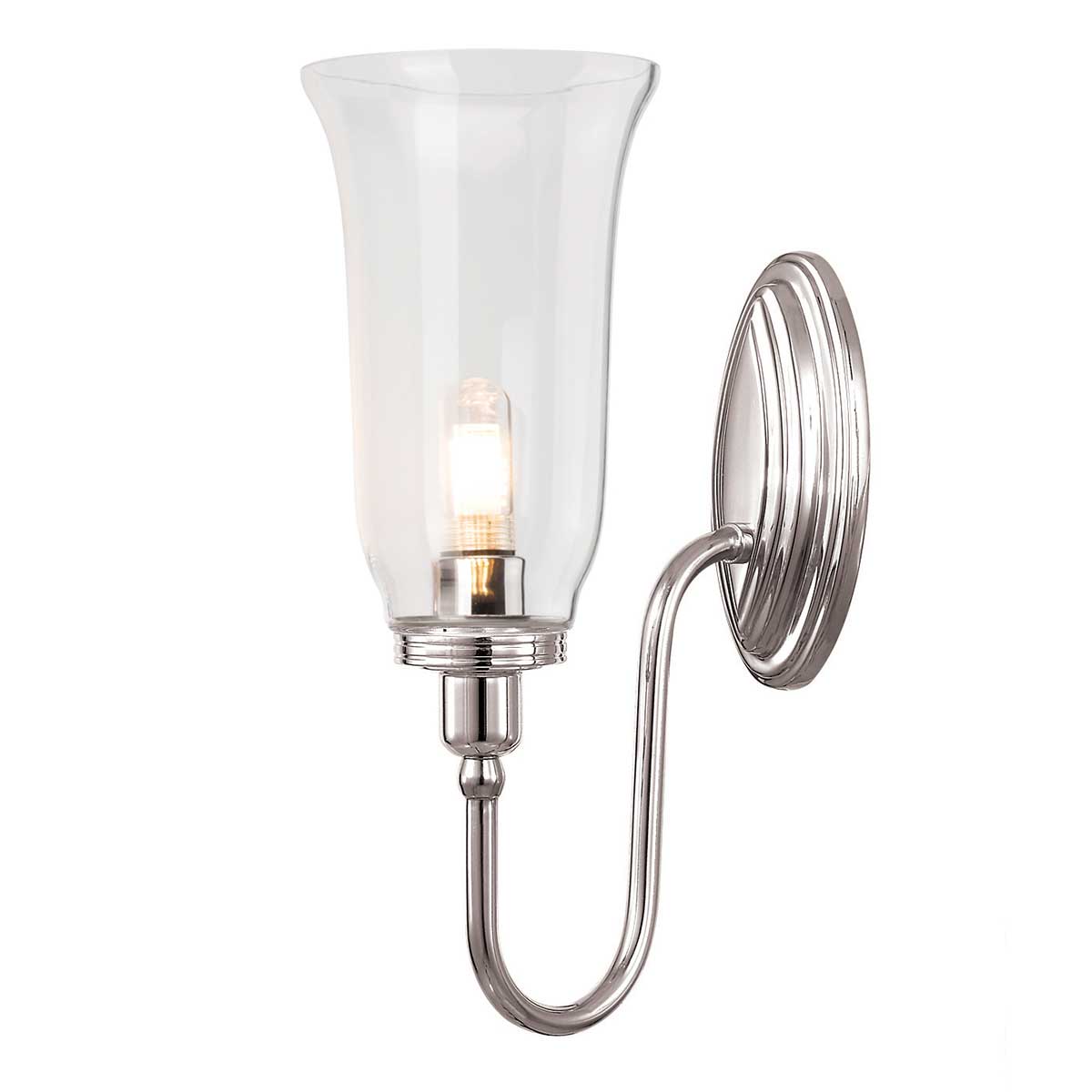 Blake 34cm Poliertes Nickel badezimmerlampe Von Elstead Lighting - Die Leuchte ist in mehreren Stilrichtungen und Glasausf&uuml;hrungen erh&auml;ltlich und wird mit den Oberfl&auml;chen Chrom poliert, Nickel poliert und Messing poliert angeboten.
