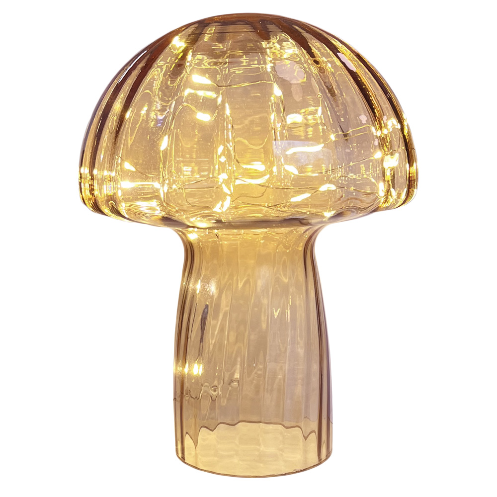 Mushroom 23cm Beige tischlampe Von Pixie Design - Sie ist mit einem Timer und einem praktischen 5-Stufen-Dimmer ausgestattet, um das Licht bedarfsgerecht anzupassen und eignet sich somit sowohl perfekt als Arbeitsbeleuchtung als auch als gem&uuml;tliche Abendbeleuchtung.
