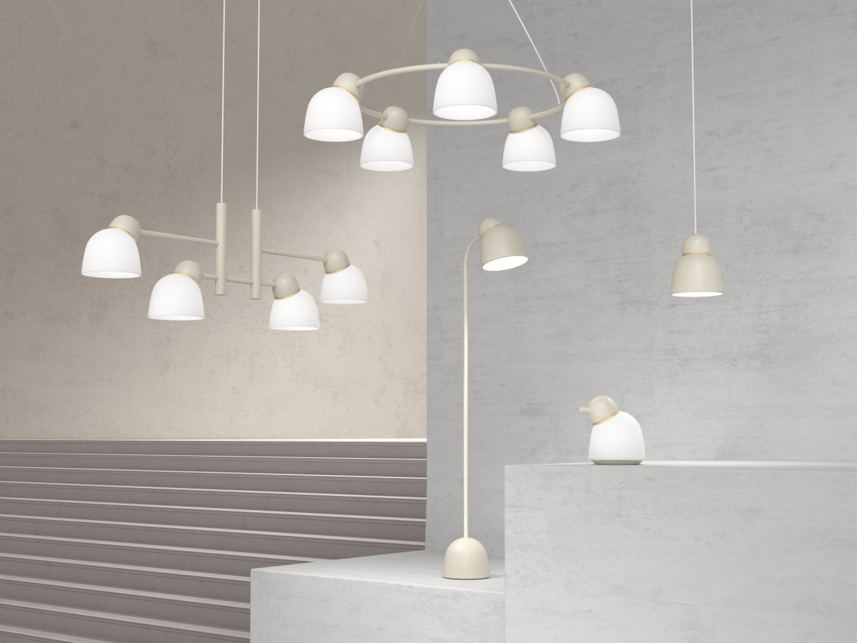 Bird Sand/Messing stehlampe Von Belid - 