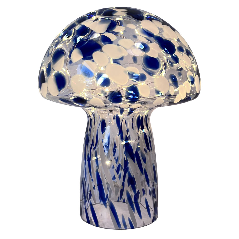 Mushroom 23cm Blau tischlampe Von Pixie Design - Dank der Lichterkette mit 50 kleinen L&auml;mpchen verbreitet es ein sch&ouml;nes Licht um sich herum.