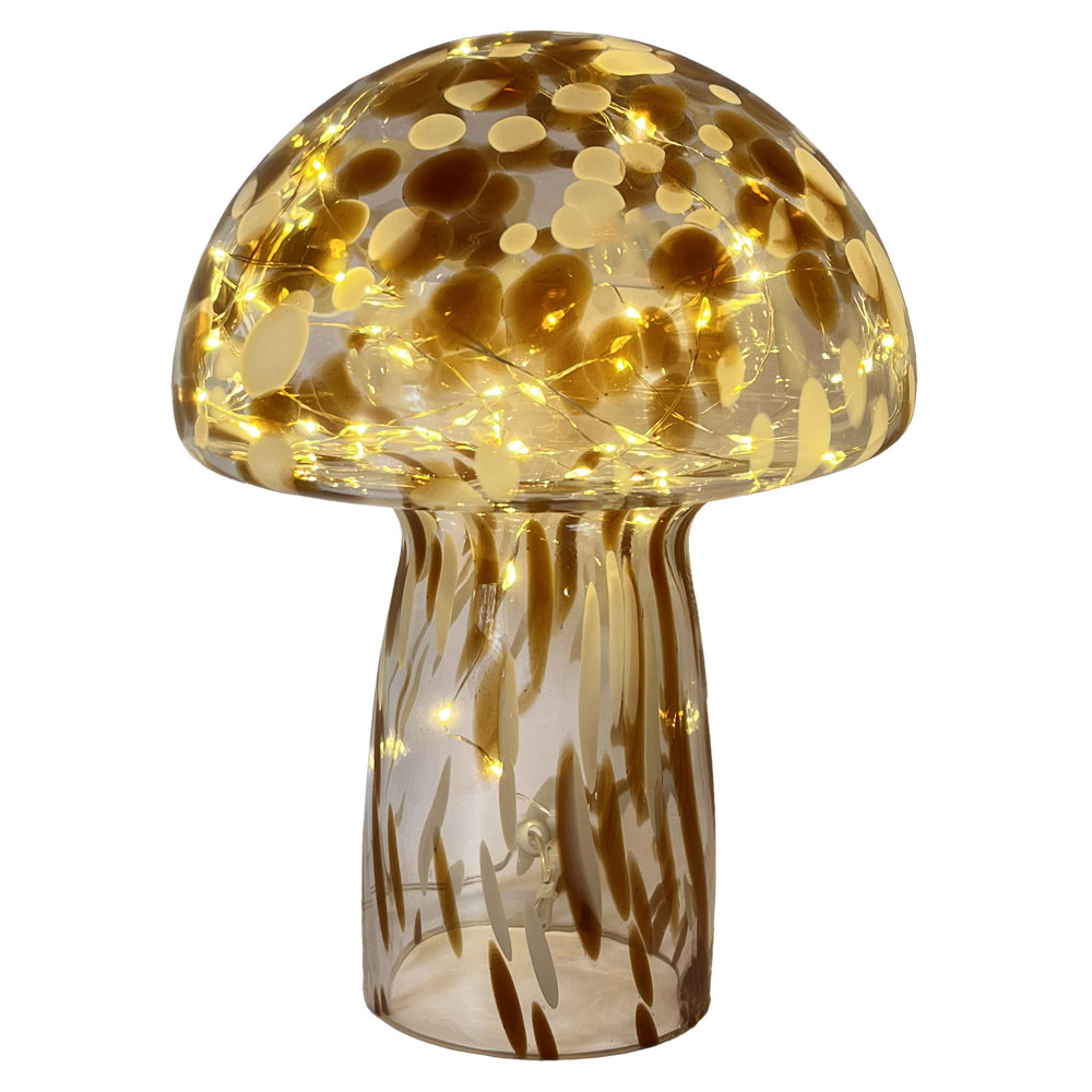 Mushroom 23cm Braun tischlampe Von Pixie Design - Die Pilzlampe von Pixie Design hat ein wundersch&ouml;nes Design mit einer marmorierten Oberfl&auml;che in Braun und Wei&szlig;.