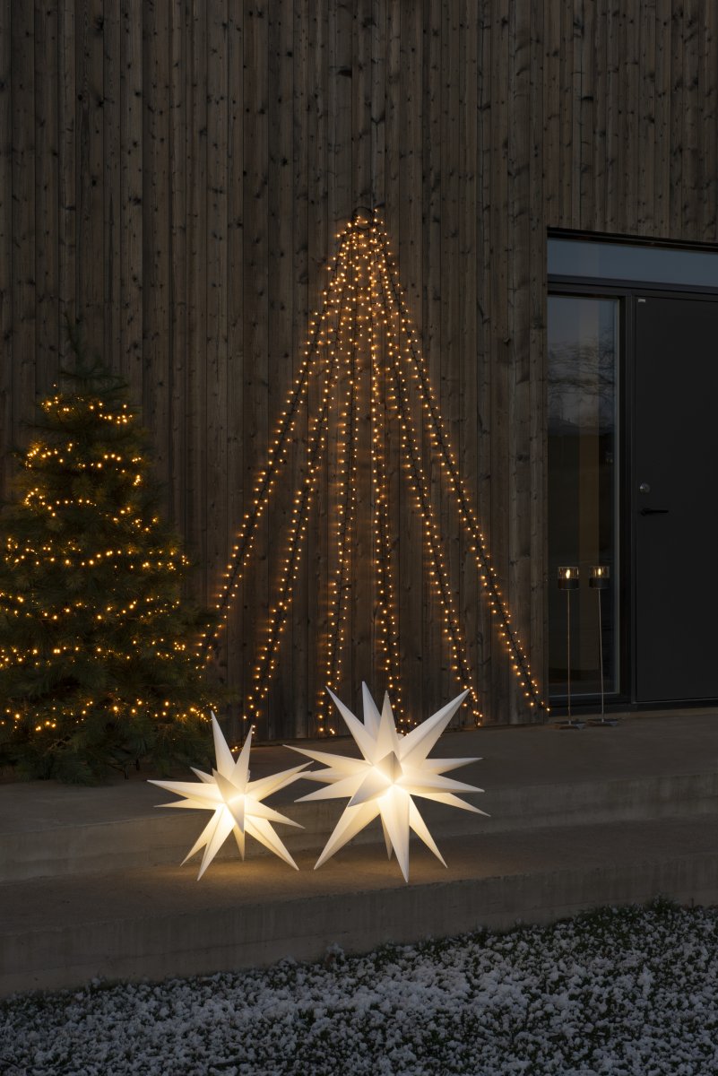 3D-Stern Ø60 Weiß Von Konstsmide - Der Stern eignet sich gleicherma&szlig;en f&uuml;r den Innen- und Au&szlig;enbereich und ist eine wundersch&ouml;ne Weihnachtsdekoration f&uuml;r den Eingangsbereich, die Fassade oder das Fenster.