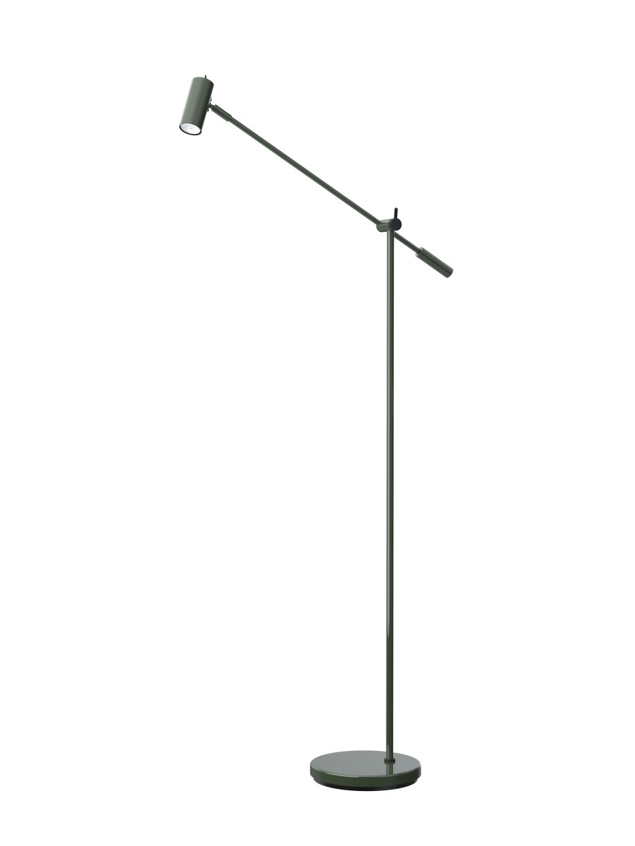 Cato dimbar Waldgrün stehlampe Von Belid - Mit einer Höhenverstellung zwischen 100–134 cm, einem Lampenschirm von 4 cm Durchmesser und einem stabilen Lampenfuß von 20 cm vereint Cato Form und Funktion auf optimale Weise.