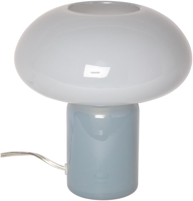 Glas 23cm Blau tischlampe Von Eja - Eine dekorative Tischleuchte aus Glas mit weichen Formen und stilvollem Design.