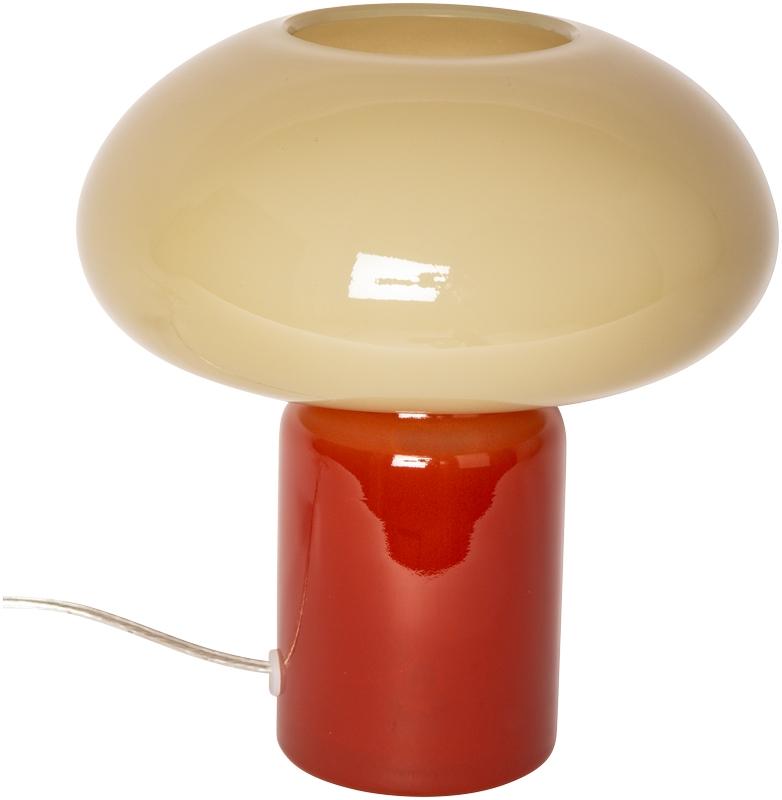 Glas 23cm Rot/Beige tischlampe Von Eja - Eine dekorative Tischleuchte aus Glas mit weichen Formen und stilvollem Design.