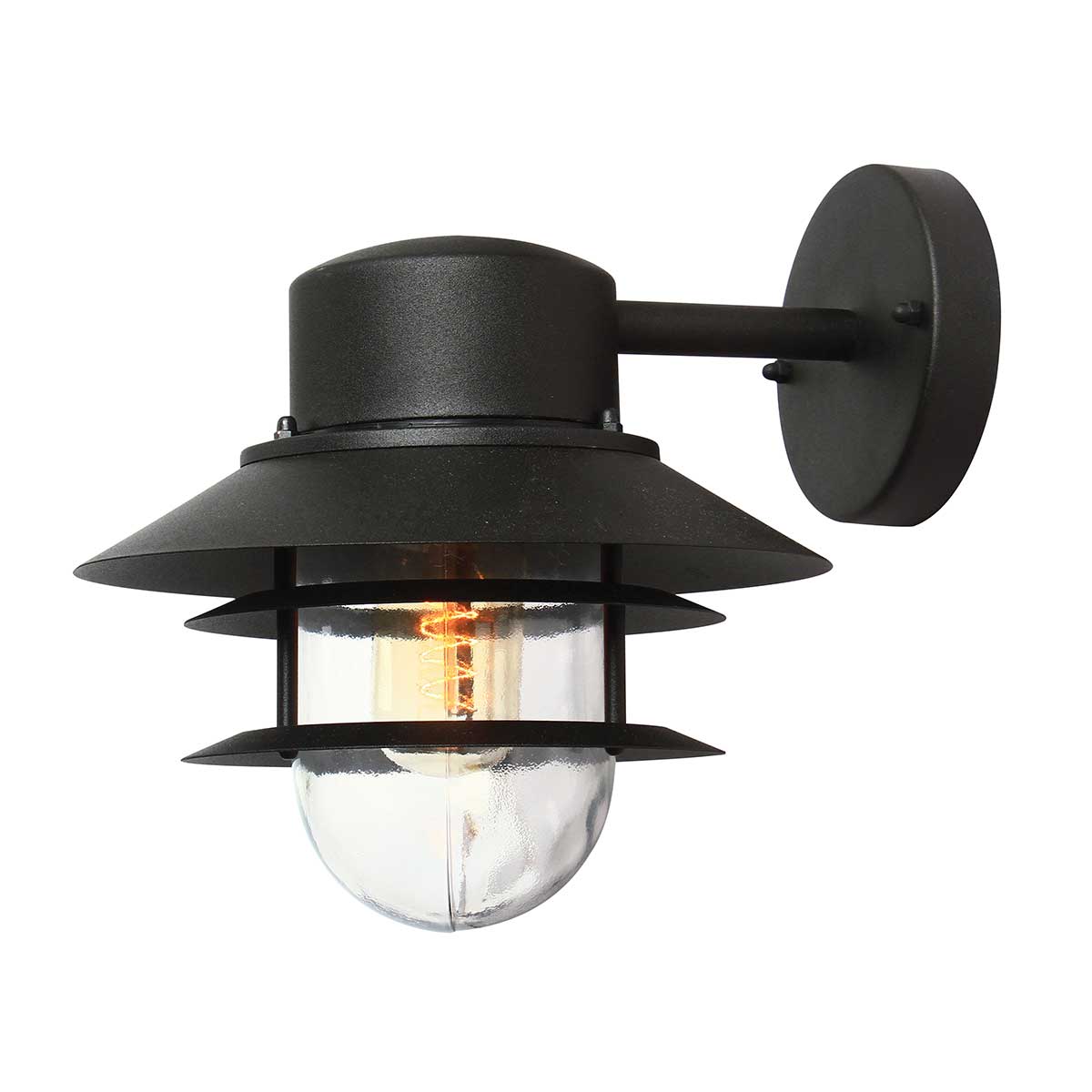 Copenhagen Ø22 Schwarz außenlampe Von Elstead Lighting - Tillverkad av rostfritt st&aring;l i svart finish och glas, erbjuder den en h&aring;llbar och v&auml;dert&aring;lig konstruktion som passar perfekt f&ouml;r fasader, entr&eacute;er och uteplatser.