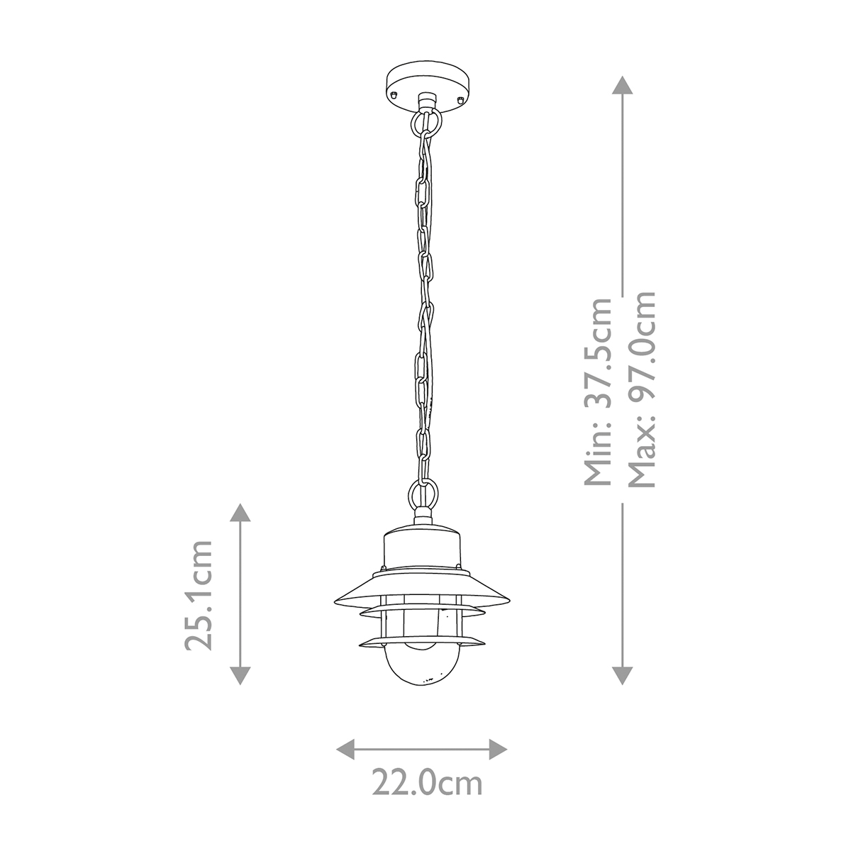 Copenhagen Ø22 Schwarz Von Elstead Lighting - Tillverkad av rostfritt st&aring;l i svart finish och glas, erbjuder den en h&aring;llbar och v&auml;dert&aring;lig konstruktion som passar perfekt f&ouml;r entr&eacute;er, altaner och verandor.
