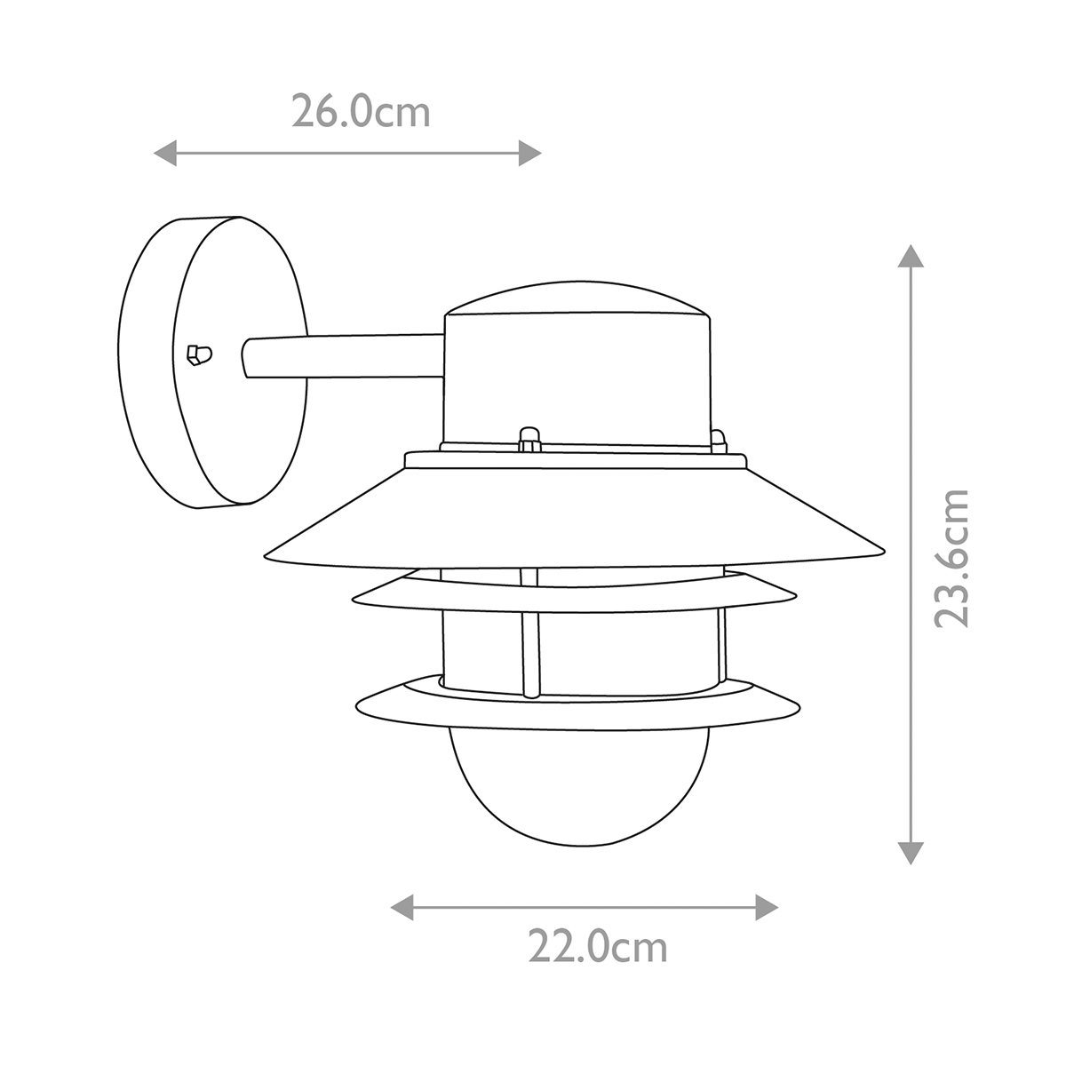 Copenhagen Ø22 Silber außenlampe Von Elstead Lighting - Tillverkad av rostfritt st&aring;l i silverfinish och glas, erbjuder den en h&aring;llbar och v&auml;dert&aring;lig konstruktion som passar perfekt f&ouml;r fasader, entr&eacute;er och uteplatser.