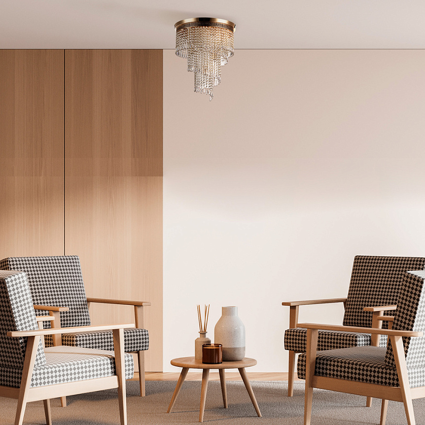 Cascade Ø42 Gold kristall Von Maytoni - Cascade ist eine luxuri&ouml;se Kristalllampe aus Metall mit einem eleganten Gold-Finish.