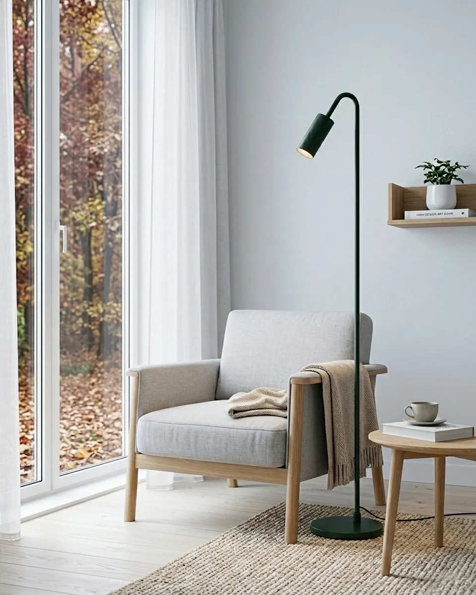 Curve Dunkelgrün stehlampe Von By Rydéns - Die Stehleuchte Curve ist eine stilvolle und elegante Lampe aus Metall mit matt-dunkelgr&uuml;ner Oberfl&auml;che.