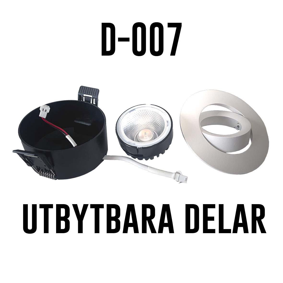 D-007 Downlight 2700K Schwarz Von Designlight - Die Downlight-Serie D-007 verf&uuml;gt &uuml;ber eine kombinierte Linse und einen Reflektor f&uuml;r optimale Lichtverteilung und Bildwiedergabe.