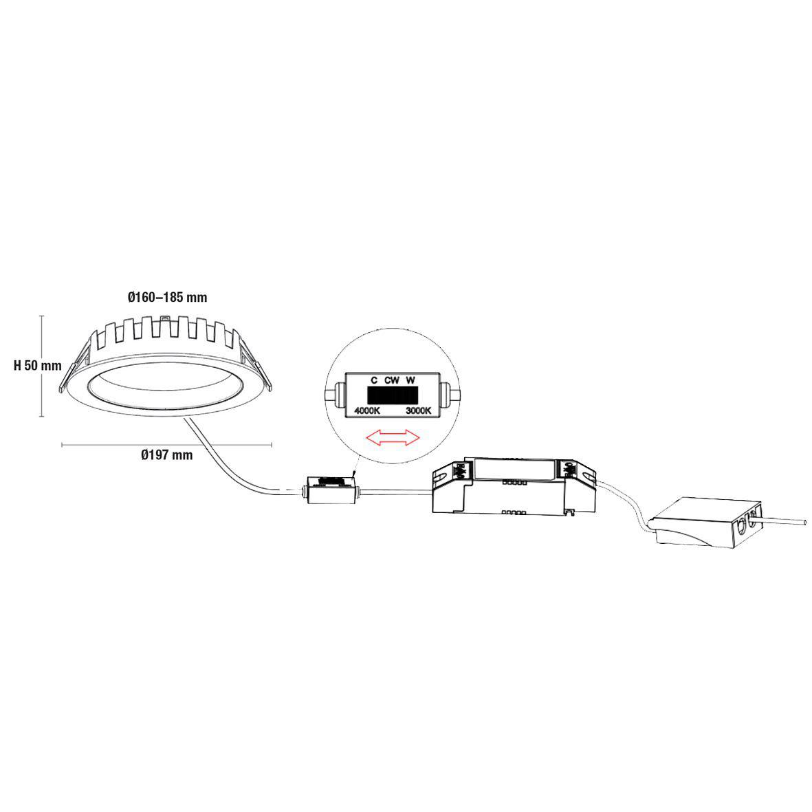 City Downlight 16/20/24W Weiß Von Designlight - InstallationJede Leuchte wird mit einem hochwertigen Treiber von Eaglerise geliefert, der &uuml;ber separate Klemmenbl&ouml;cke f&uuml;r die Zu- und Ableitungen (0,75&ndash;2,5 mm&sup2;) verf&uuml;gt.