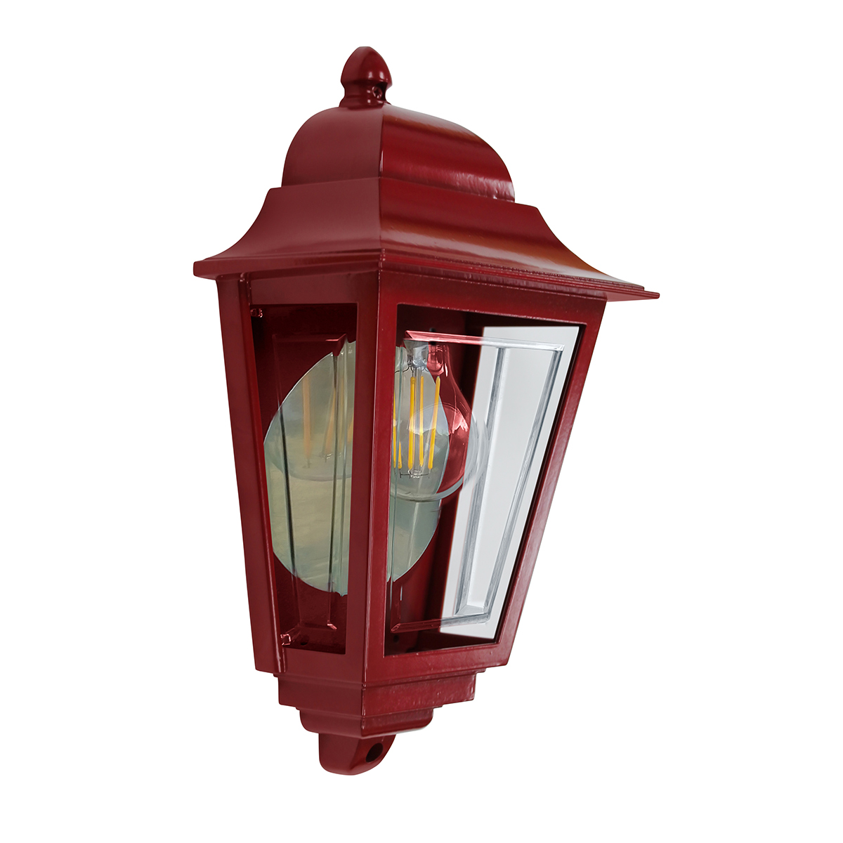 Deco Lane 32cm ROT außenlampe Von Elstead Lighting - Es besteht aus rotem Aluminium und Polycarbonat und bietet eine leichte und dennoch robuste Konstruktion, die wetterfest und langlebig ist.