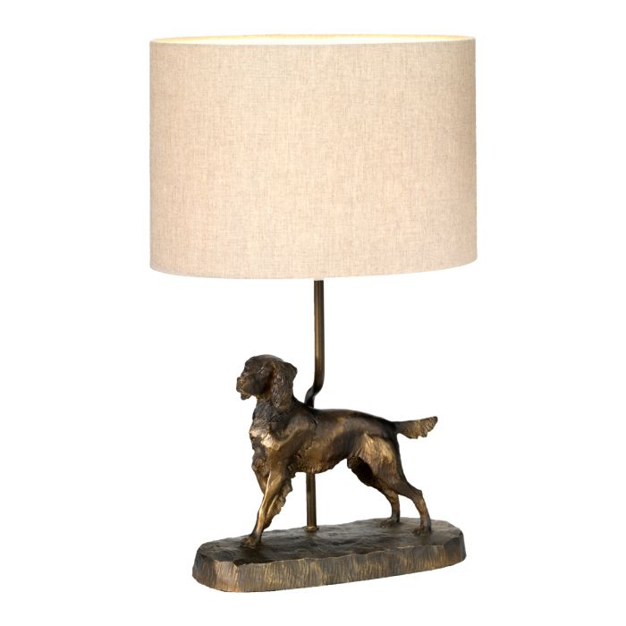 Rufus 48cm Bronze tischlampe Von Elstead Lighting - Der ovale Lampenschirm aus laminierter Naturjute spendet ein sanftes, angenehmes Licht und schafft eine warme Atmosphäre im Raum.