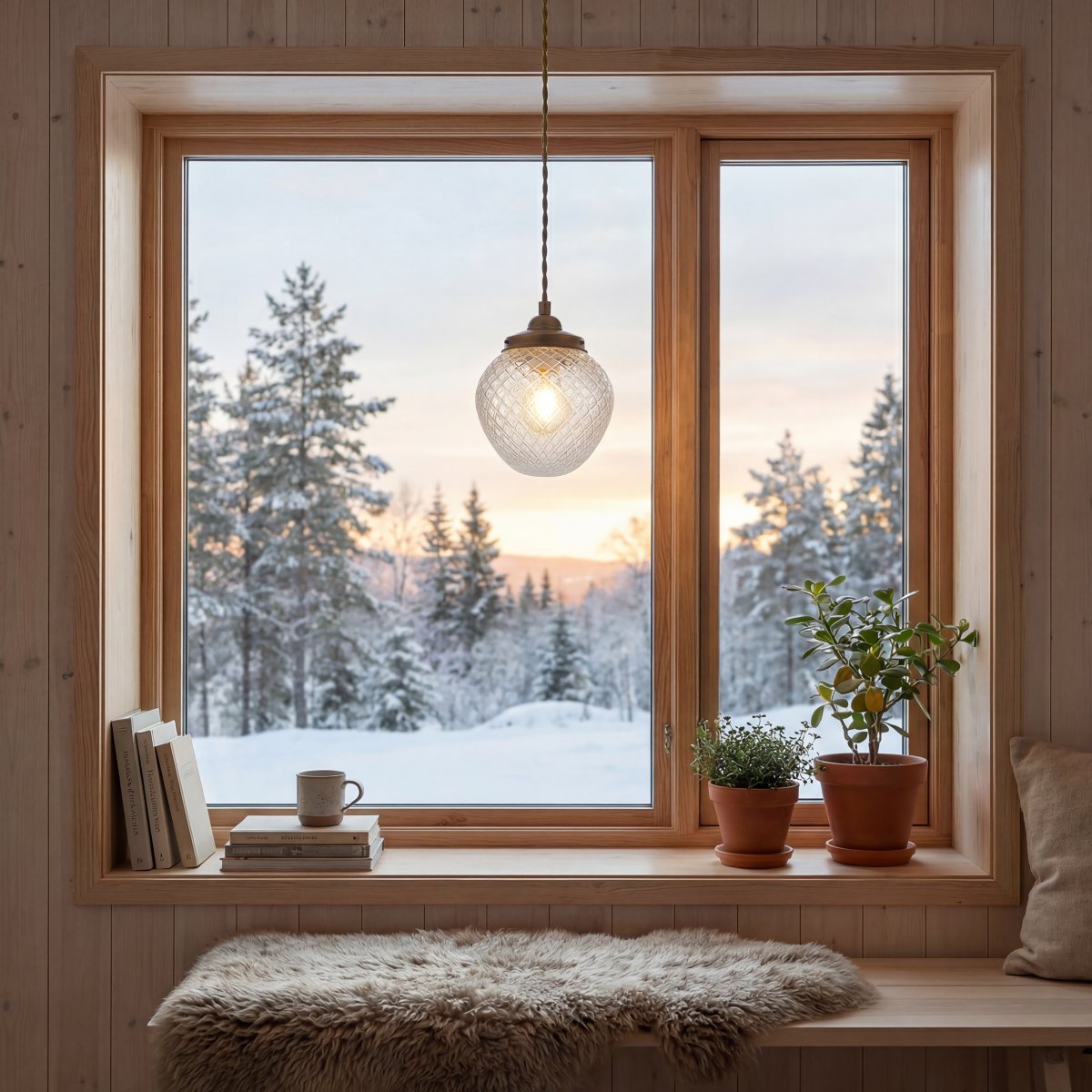 Gatsby Ø15 Antikmessing fensterlampe Von Aneta Lighting - Die Gatsby-Fensterleuchte besticht durch ihr klassisches und elegantes Design mit einem dekorativen Schirm aus klarem, geh&auml;rtetem Glas und Metalldetails in Antikmessing-Optik.