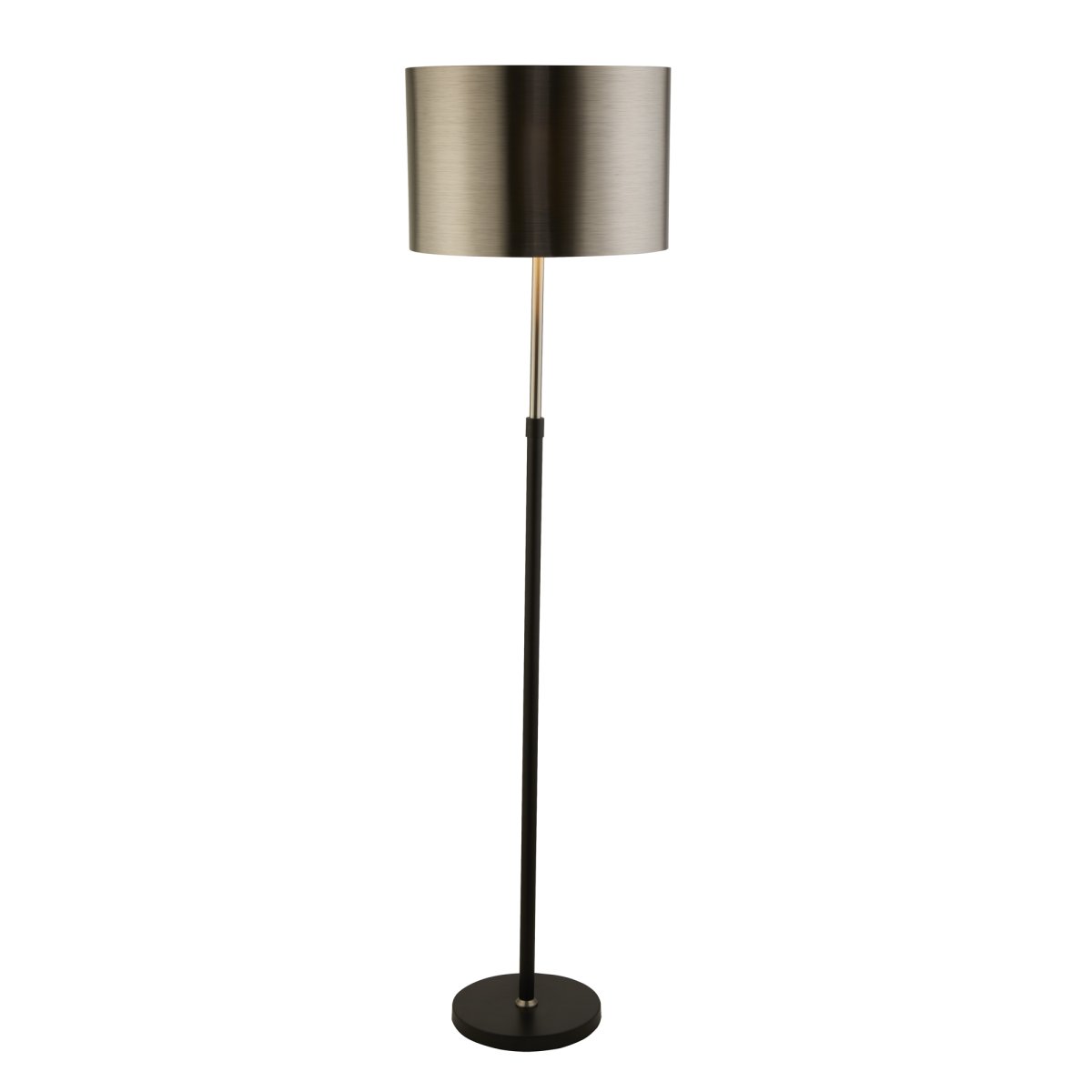 Touch Mattschwarz stehlampe Von Searchlight - Der Lampenschirm aus gebürstetem Metall vermittelt ein luxuriöses und anspruchsvolles Gefühl, während der elegante schwarze Sockel ein minimalistisches Profil erzeugt, das zu den meisten Inneneinrichtungen passt.