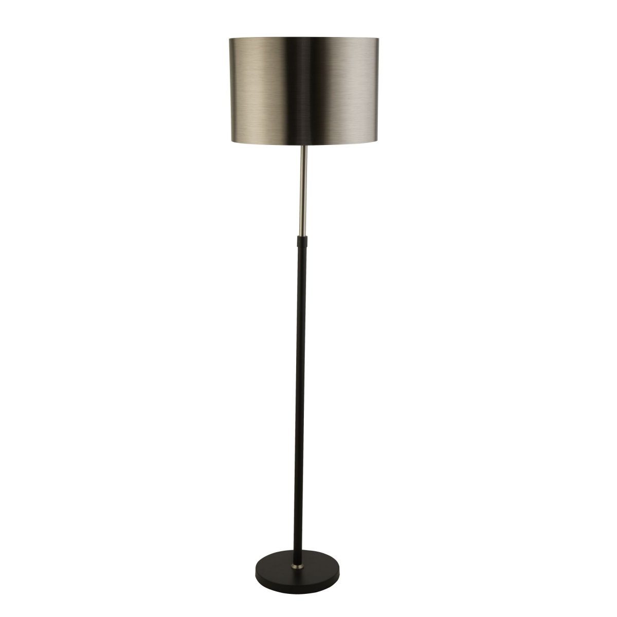 Touch Mattschwarz stehlampe Von Searchlight - Der Lampenschirm aus gebürstetem Metall vermittelt ein luxuriöses und anspruchsvolles Gefühl, während der elegante schwarze Sockel ein minimalistisches Profil erzeugt, das zu den meisten Inneneinrichtungen passt.