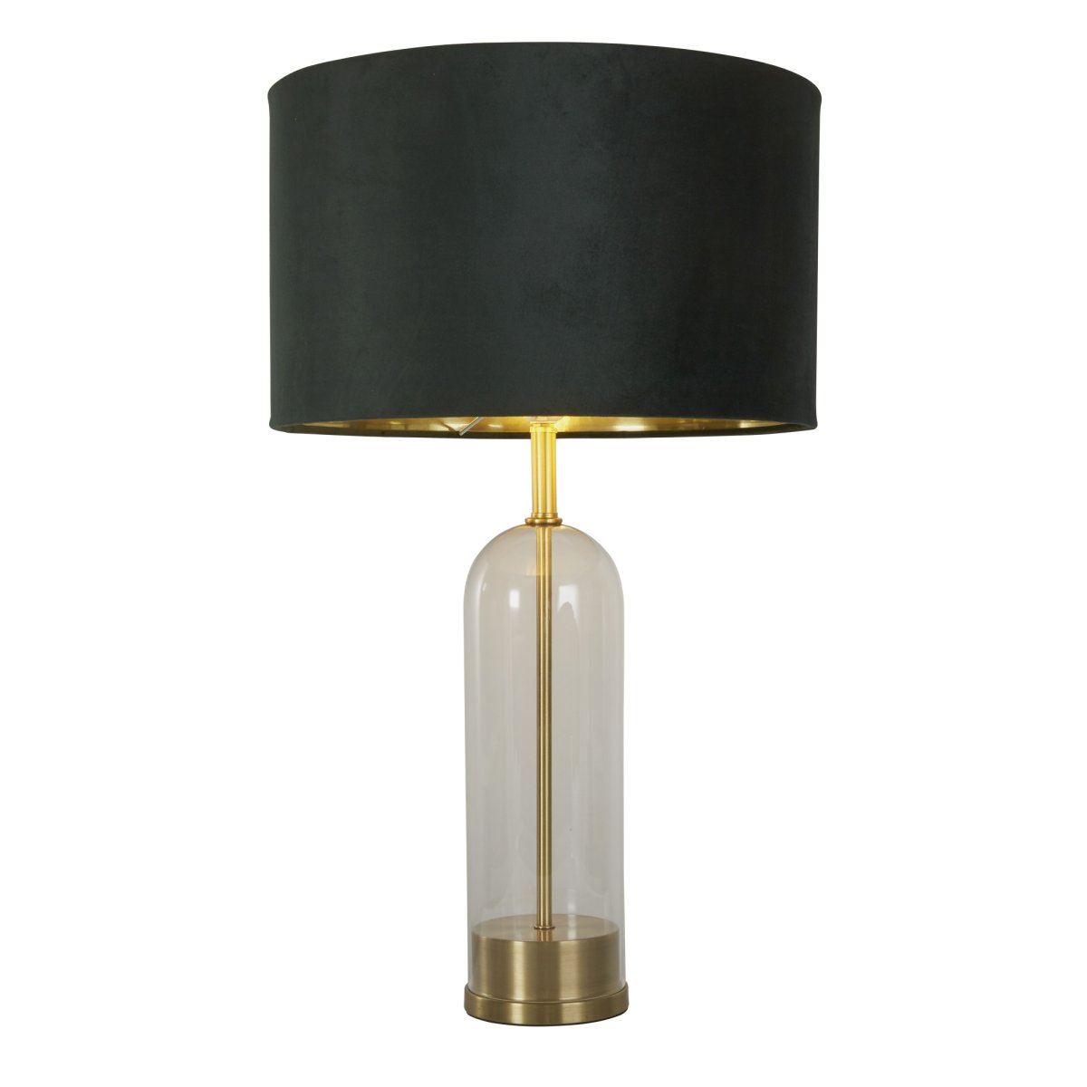 Oxford 44cm Grün tischlampe Von Searchlight - Mit einem beeindruckenden Sockel aus Glas und Messing strahlt die Lampe sowohl Haltbarkeit als auch Eleganz aus und verleiht jedem Raum zeitlosen Charme.