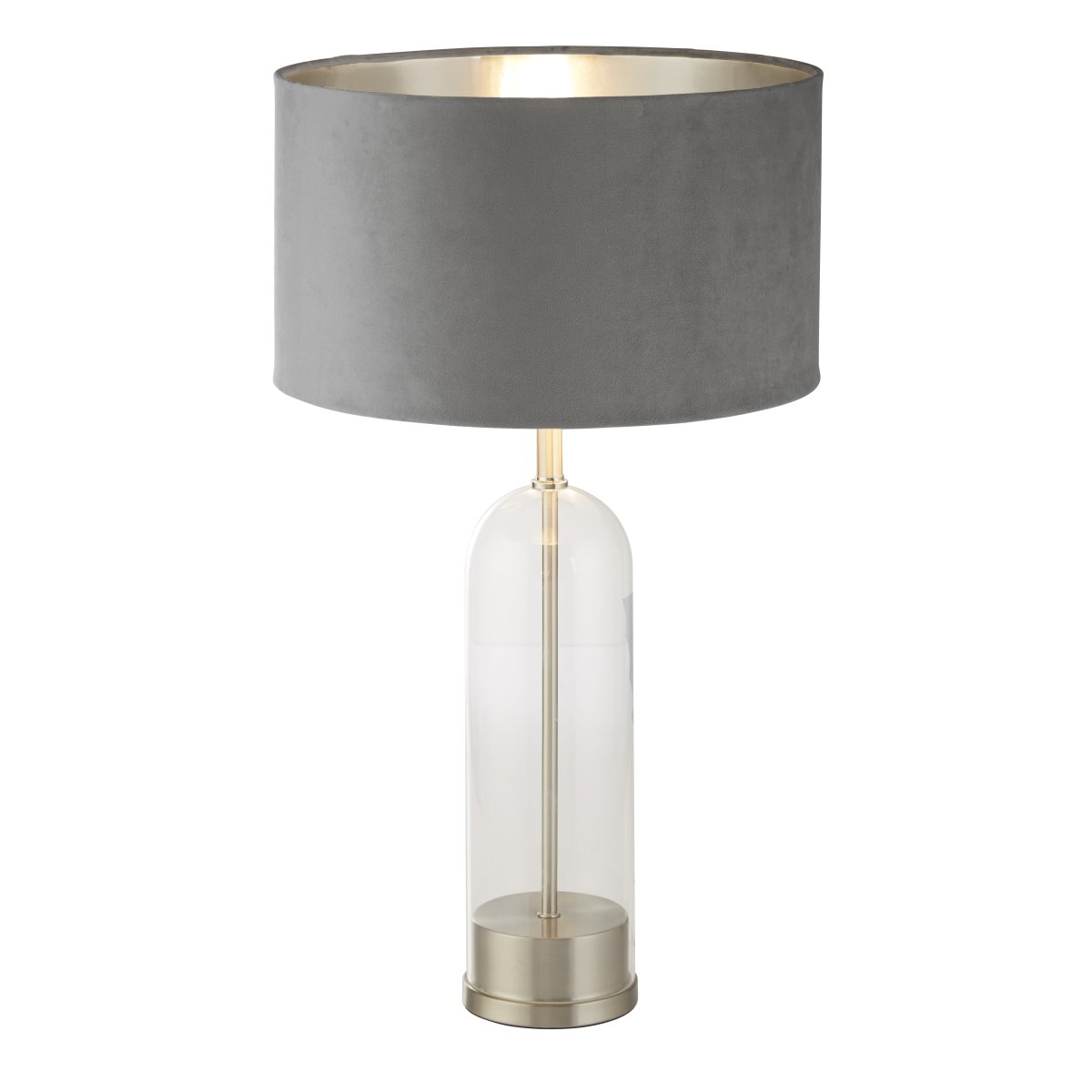Oxford 44cm Grau tischlampe Von Searchlight - Mit einem Sockel aus satiniertem Nickel und Glas verbindet es Haltbarkeit mit Eleganz.