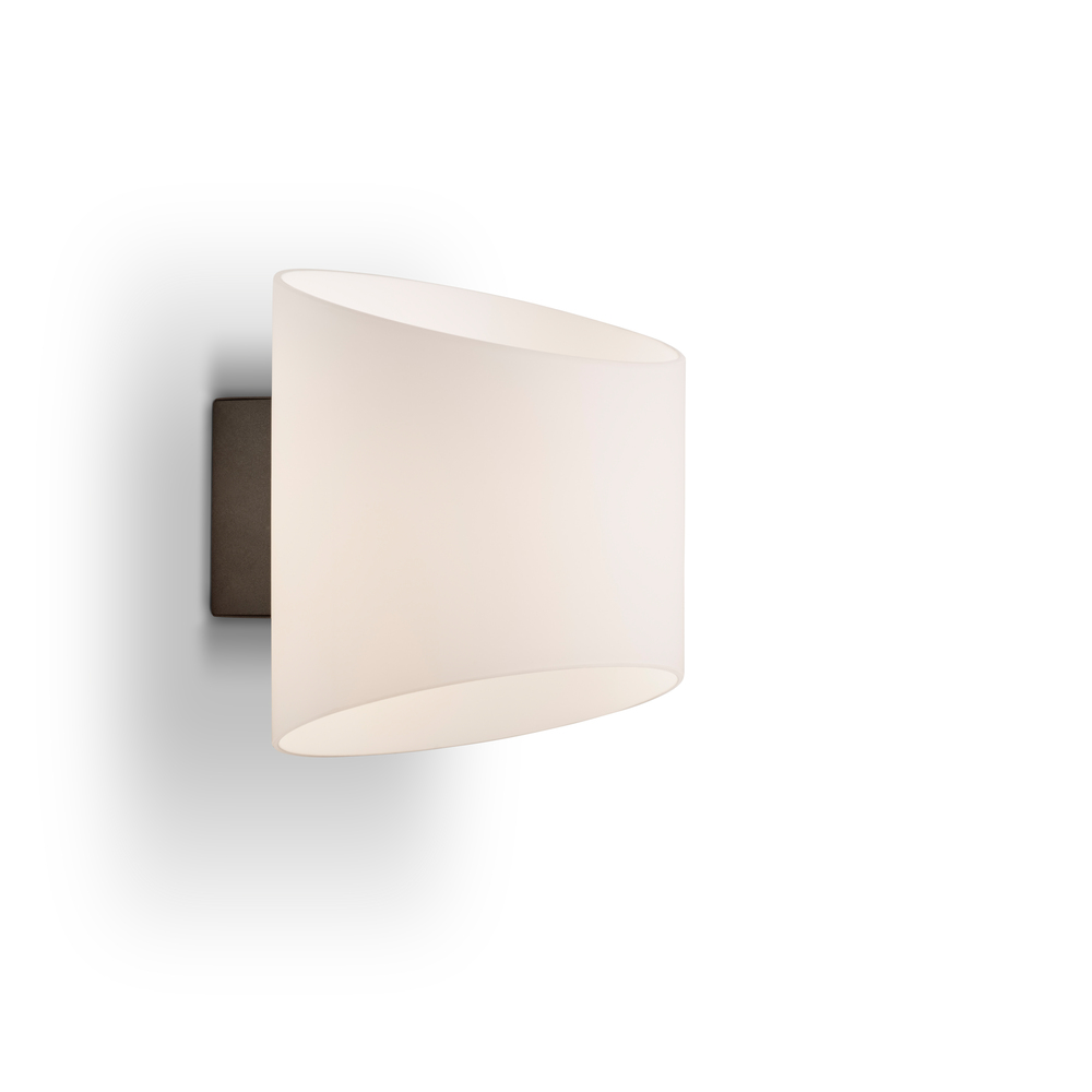 Evoke Oval Anthrazit/Opal wandlampe Von Herstal - Den smarta konstruktionen med b&aring;de upp- och nerljus g&ouml;r den till ett utm&auml;rkt val f&ouml;r att belysa din hall, vardagsrum eller sovrum p&aring; ett subtilt men effektfullt s&auml;tt.