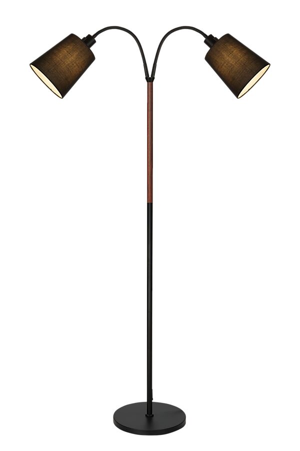 Ljusdal 2 Schwarz stehlampe Von Aneta Lighting - Ljusdal ist eine stilvolle und funktionale Stehleuchte aus schwarzem Metall mit Textilschirmen, die ein sanftes und angenehmes Licht spenden.