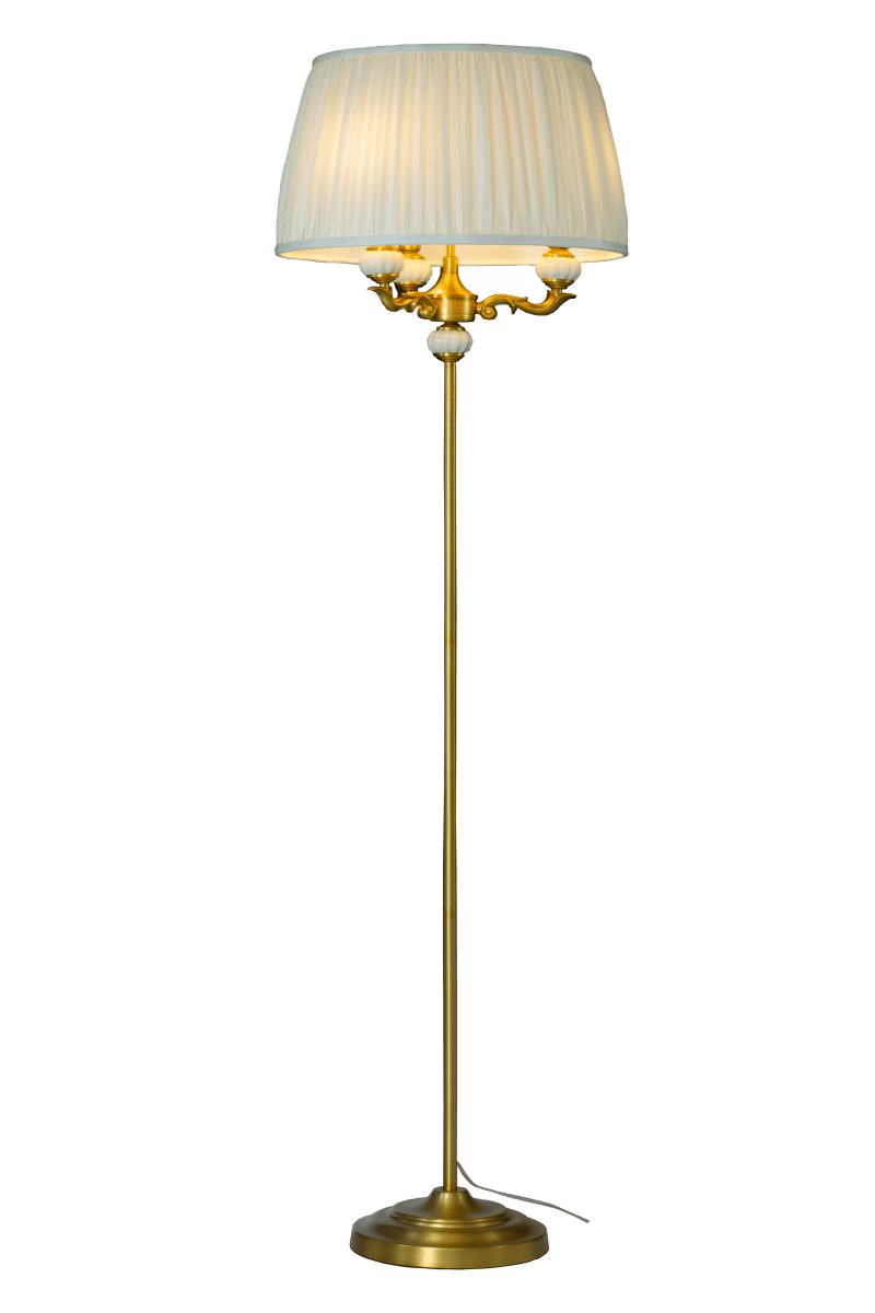 Toulouse Gold stehlampe Von Aneta Lighting - Die Stehleuchte Toulouse besticht durch ihr klassisches und elegantes Design mit dekorativen Details und einer edlen Goldoberfl&auml;che.