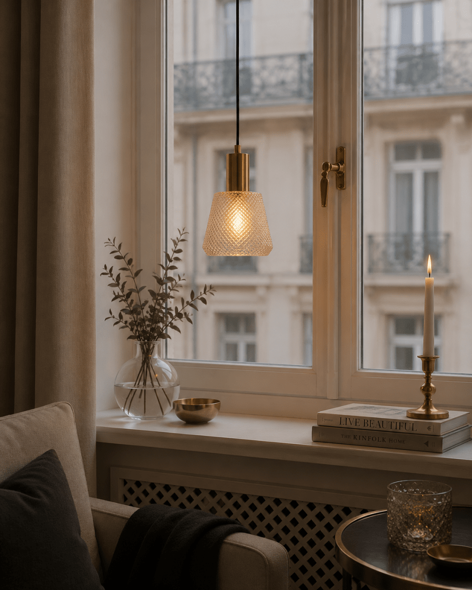 Daimon Ø15 Bernstein fensterlampe Von Lampan - Sie eignet sich perfekt f&uuml;rs Fenster und schafft eine einladende Atmosph&auml;re mit Stil und Charakter.