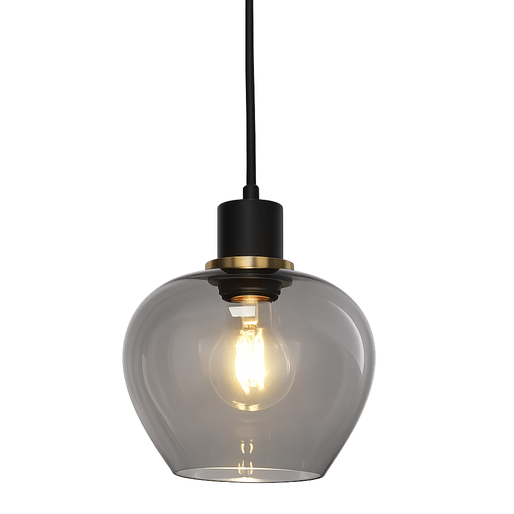 Ariston Ø20 rauchfarben fensterlampe Von Lampan - Der Schirm aus Rauchglas spendet ein angenehmes Licht, w&auml;hrend die Details aus geb&uuml;rstetem Messing f&uuml;r einen modernen und exklusiven Look sorgen.