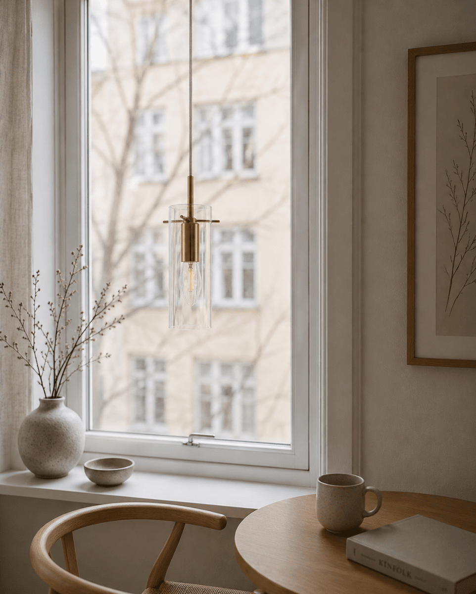 Cilinda Ø7 Messing/transparent fensterlampe Von Nordic Lighting - Cilinda ist eine zeitlose Fensterlampe mit elegantem Design.