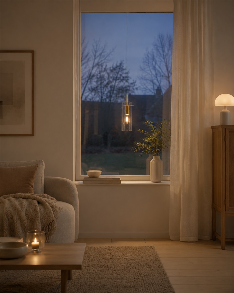Cilinda Ø7 Messing/transparent fensterlampe Von Nordic Lighting - Cilinda ist eine zeitlose Fensterlampe mit elegantem Design.