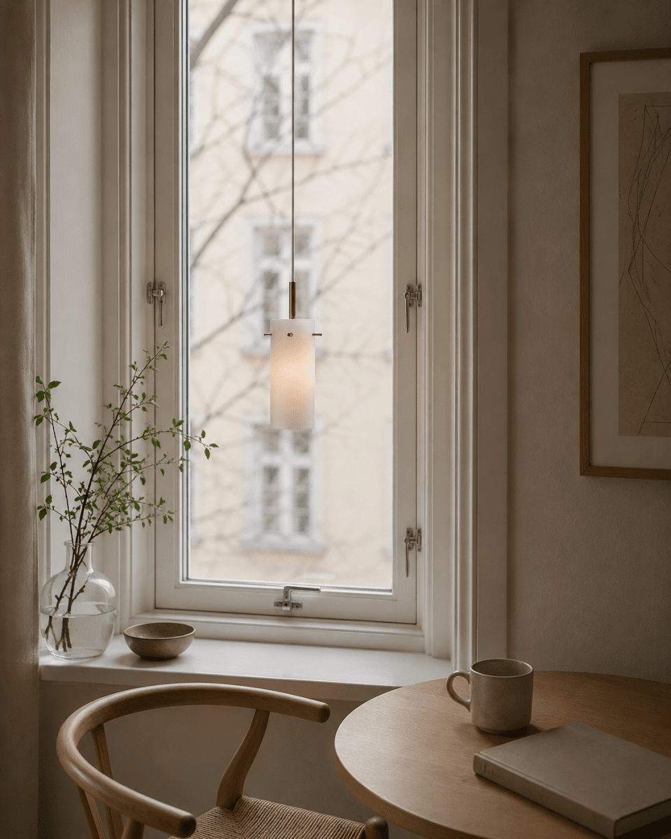 Cilinda Ø7 Messing/Weiß fensterlampe Von Nordic Lighting - Cilinda ist eine zeitlose Fensterlampe mit elegantem Design.
