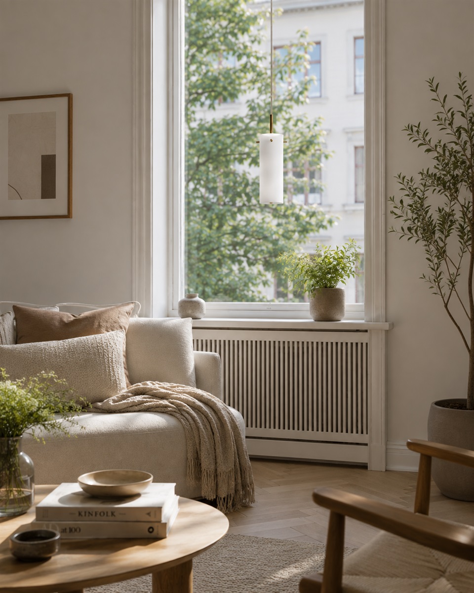Cilinda Ø7 Messing/Weiß fensterlampe Von Nordic Lighting - Cilinda ist eine zeitlose Fensterlampe mit elegantem Design.
